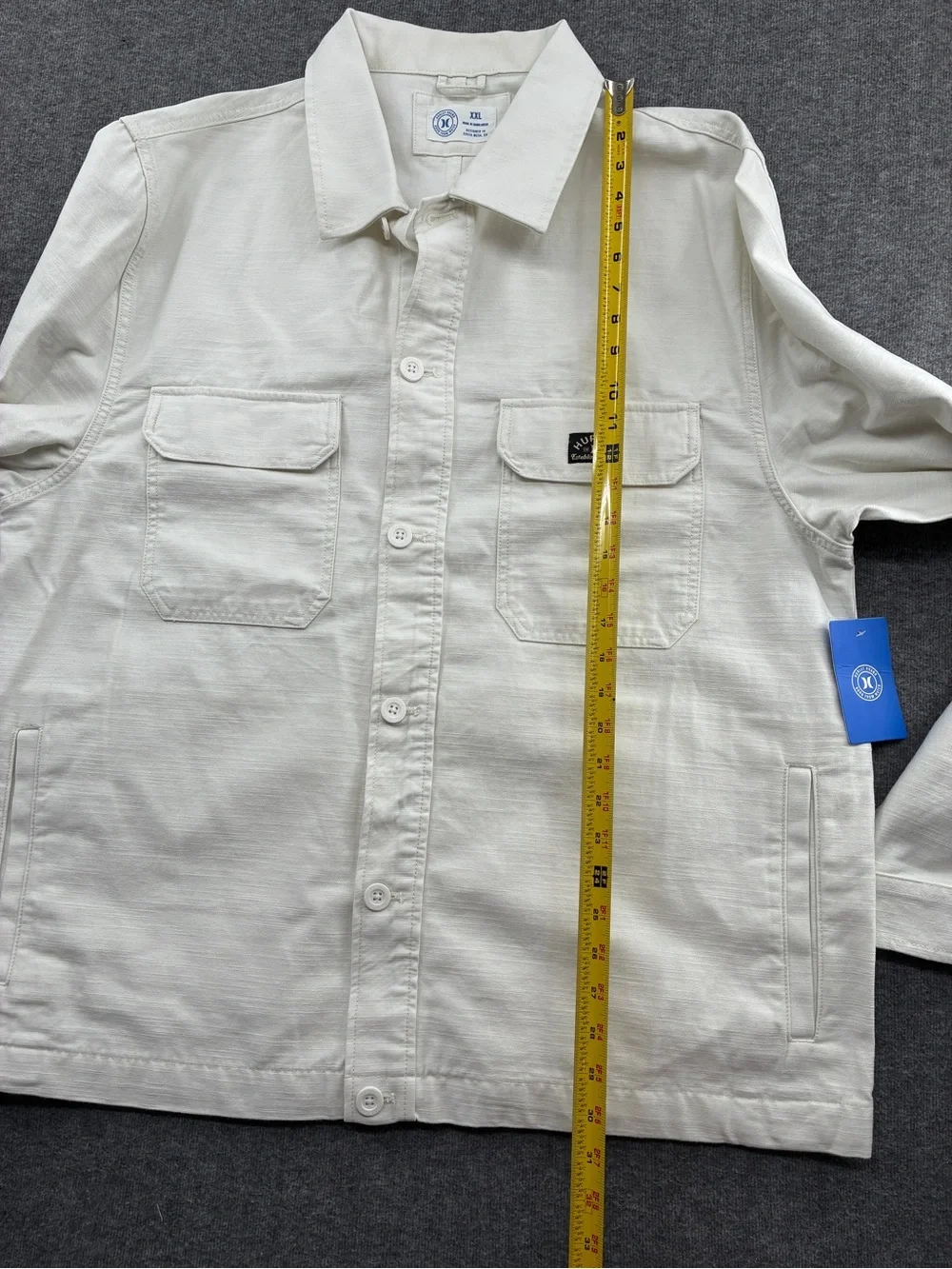 Hurley Men's Cream Button-Front Jacket Jean Utility Barn Coat